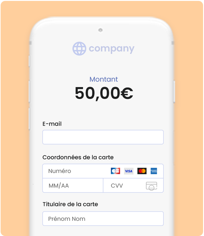 solution de paiement par carte bancaire : téléphone avec le formulaire de paiement CB