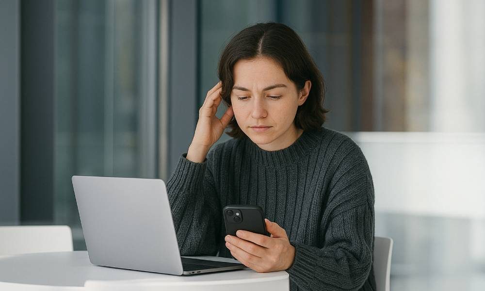 virement instantané en ligne : femme qui paie sur un site e-commerce avec cette facilité de paiement